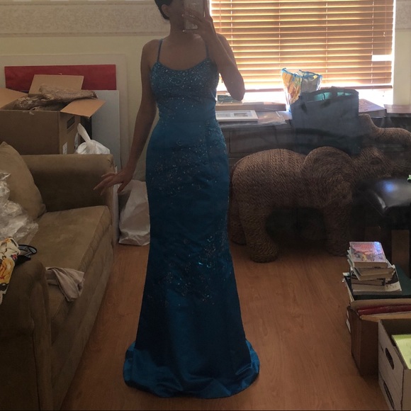 Blue Trumpet Pageant Dress / Prom Dress, size small - Picture 9 of 9